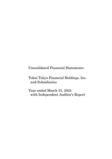 Thumbnail Tokai Tokyo Financial Holdings Financial Statement fy2024