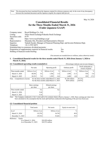 Thumbnail Royal holdings Quarterly Report 2026-q1