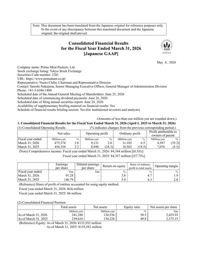 Thumbnail Prima Meat Packers Financial Report 2026