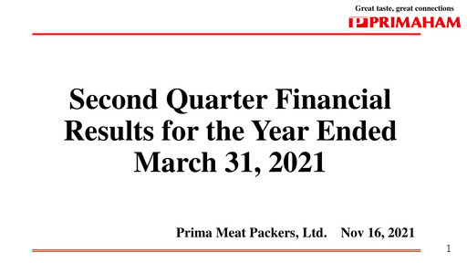 Thumbnail Prima Meat Packers Quarterly Report 2022-q2