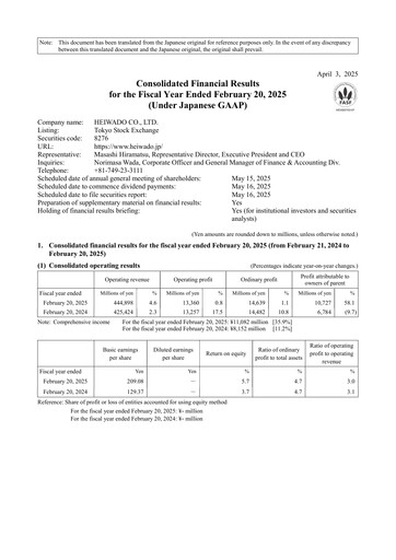 Thumbnail Heiwado Financial Statement 2025