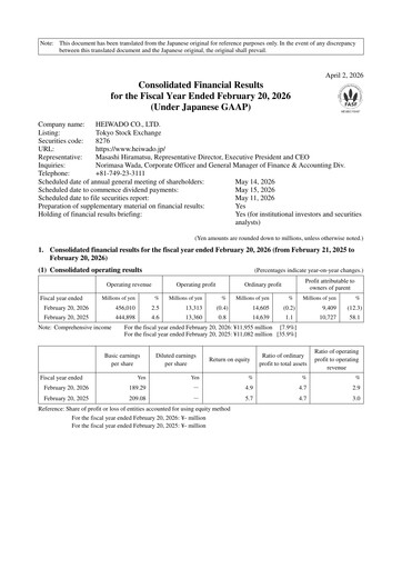 Thumbnail Heiwado Financial Statement 2026