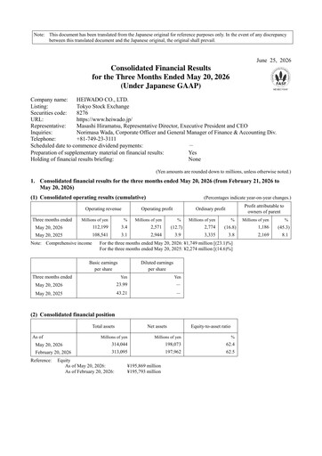 Thumbnail Heiwado Quarterly Report 2027-q1