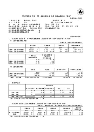 Thumbnail Heiwado Quarterly Report 2012-q1