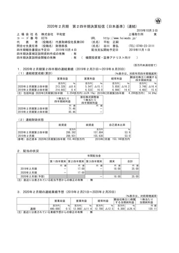 Thumbnail Heiwado Quarterly Report 2020-q2