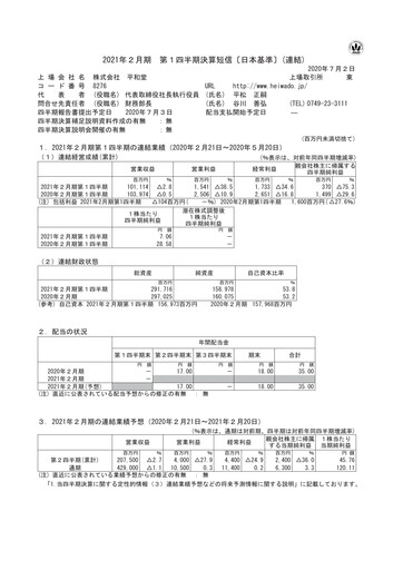 Thumbnail Heiwado Quarterly Report 2021-q1