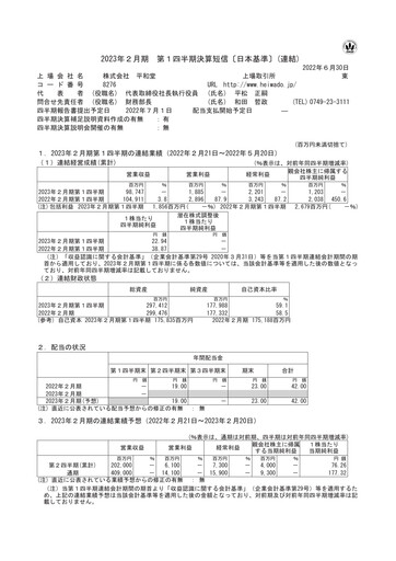 Thumbnail Heiwado Quarterly Report 2023-q1