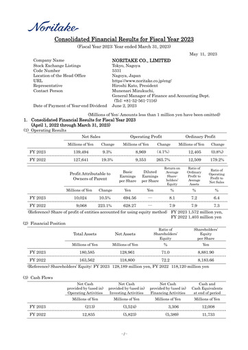 Thumbnail Noritake Financial Report 2023