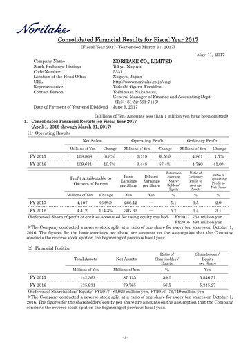 Thumbnail Noritake Financial Statement fy2017