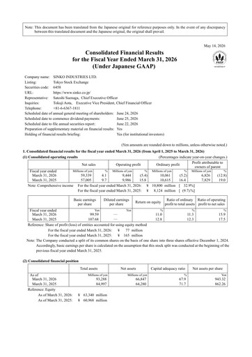Thumbnail Sinko Industries Financial Statement fy2026