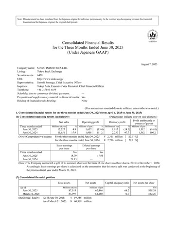 Thumbnail Sinko Industries Quarterly Report 2026-q1