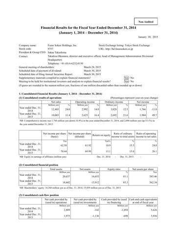 Vorschaubild Funai Soken Holdings Incorporated Finanzmitteilung 2014