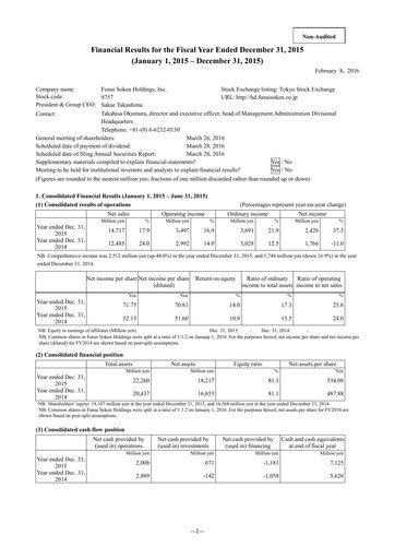 Vorschaubild Funai Soken Holdings Incorporated Finanzmitteilung 2015