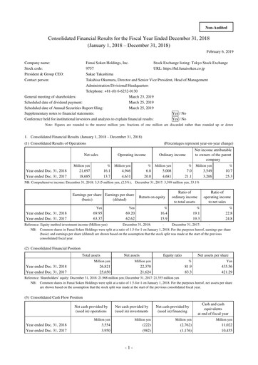 Vorschaubild Funai Soken Holdings Incorporated Finanzmitteilung 2018