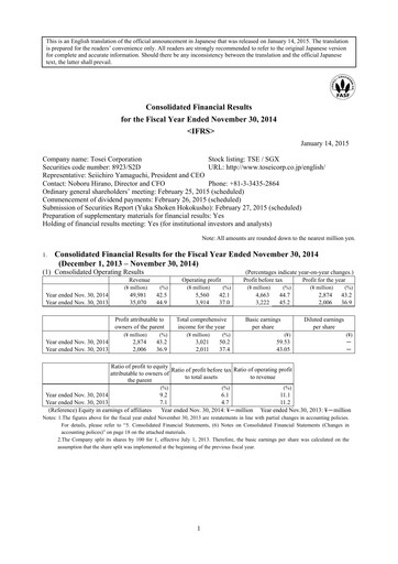 Thumbnail Tosei Corporation Financial Statement fy2014