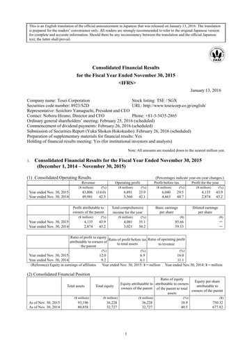 Thumbnail Tosei Corporation Financial Statement fy2015
