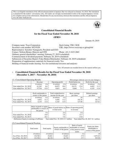 Thumbnail Tosei Corporation Financial Statement fy2018