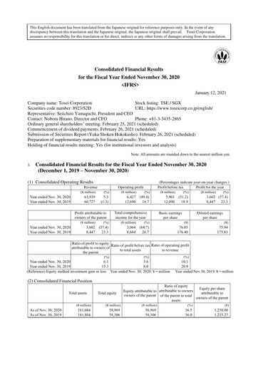 Thumbnail Tosei Corporation Financial Statement fy2020