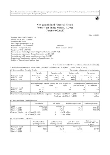 Thumbnail NAGAWA Co., Ltd. Financial Report 2025