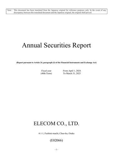 Thumbnail Elecom Financial Report fy2025
