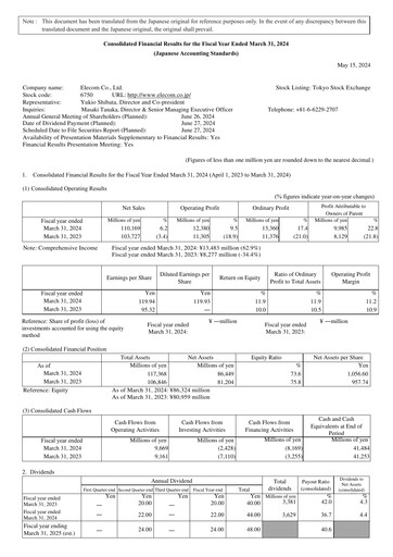 Thumbnail Elecom Financial Statement fy2024
