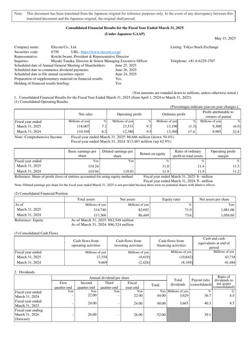 Thumbnail Elecom Financial Statement fy2025