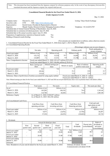 Thumbnail Elecom Financial Statement fy2026