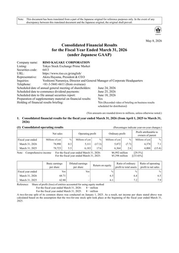 Thumbnail Riso Kagaku Corporation Financial Statement fy2026