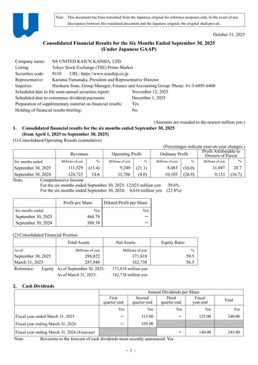 Thumbnail NS United Kaiun Kaisha Half-year Report 2026-h1