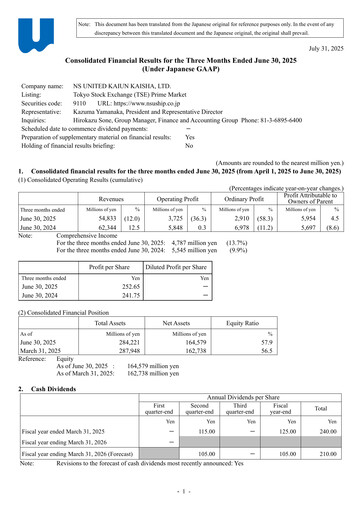 Thumbnail NS United Kaiun Kaisha Quarterly Report 2026-q1