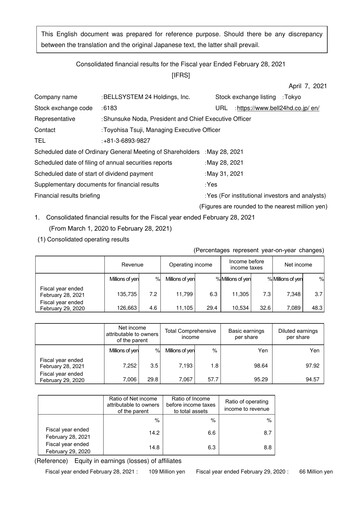 Thumbnail BellSystem24 Financial Statement fy2021