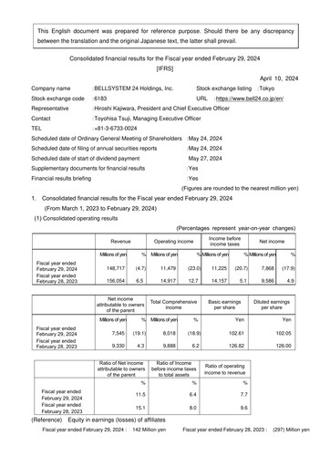 Thumbnail BellSystem24 Financial Statement fy2024