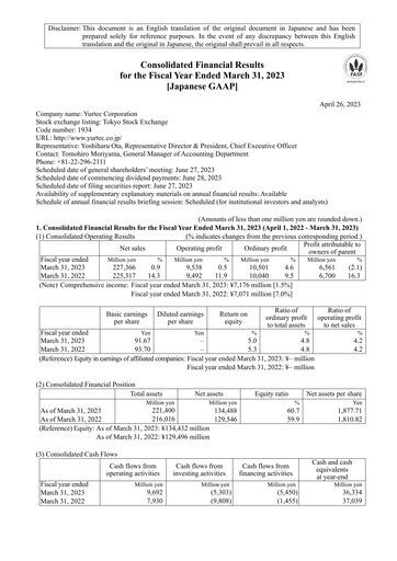 Thumbnail Yurtec Corporation Financial Statement fy2023