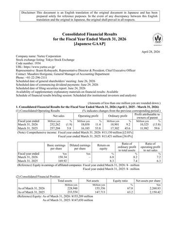 Thumbnail Yurtec Corporation Financial Statement fy2026