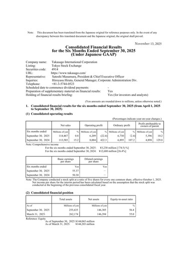 Miniature Takasago International Corporation Rapport semestriel 2026-h1