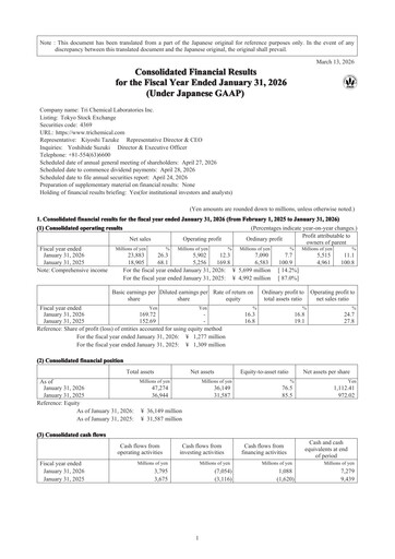 Thumbnail Tri Chemical Laboratories Financial Report 2026