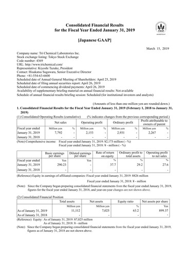 Thumbnail Tri Chemical Laboratories Financial Statement fy2019