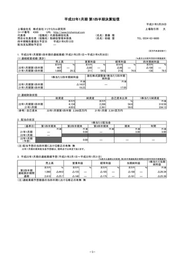 Thumbnail Tri Chemical Laboratories Quarterly Report 2010-q1