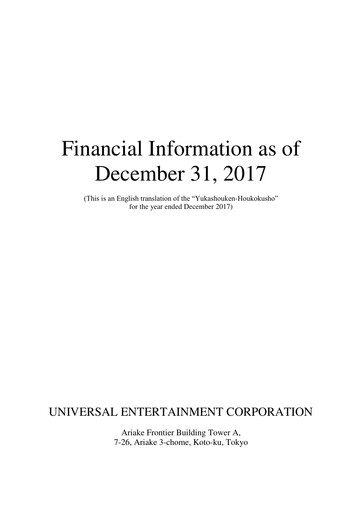 Thumbnail Universal Entertainment Corporation Financial Statement 2017