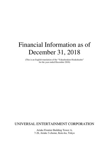 Thumbnail Universal Entertainment Corporation Financial Statement 2018