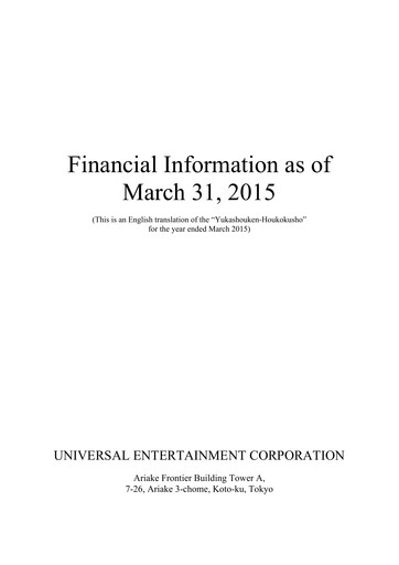 Thumbnail Universal Entertainment Corporation Financial Statement fy2015