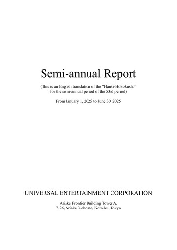 Thumbnail Universal Entertainment Corporation Half-year Report 2025-h1