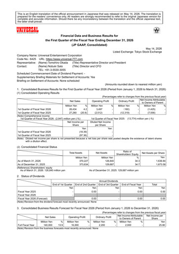 Thumbnail Universal Entertainment Corporation Quarterly Report 2026-q1