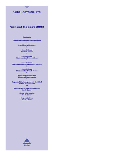 Thumbnail Raito Kogyo Annual Report 2003