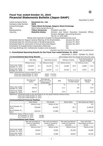 Thumbnail Kanamoto Financial Statement fy2016