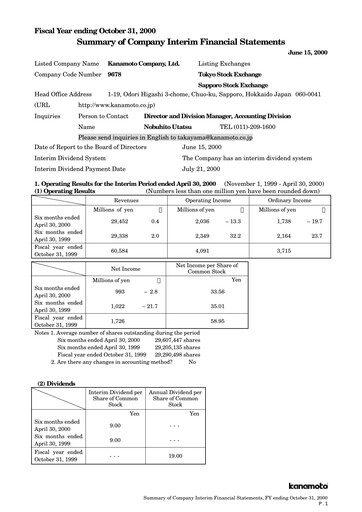 Vorschaubild Kanamoto Halbjahresbericht 2000-h1