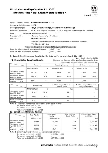 Vorschaubild Kanamoto Halbjahresbericht 2007-h1