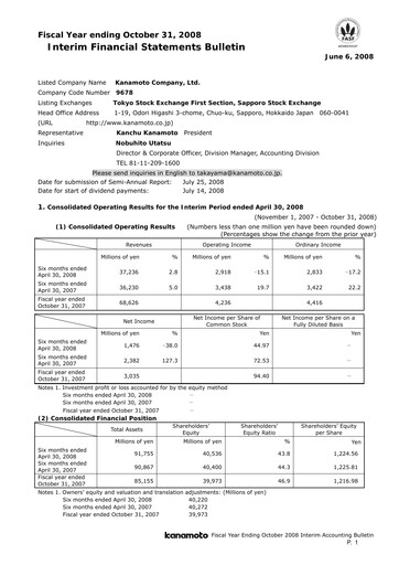 Vorschaubild Kanamoto Halbjahresbericht 2008-h1