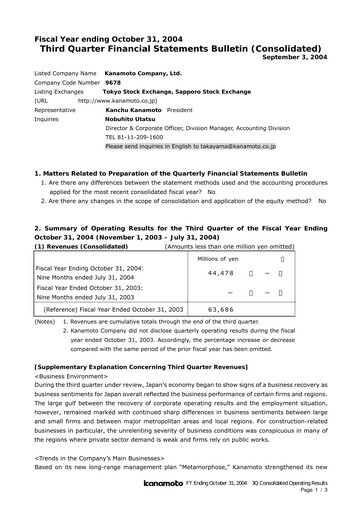 Vorschaubild Kanamoto Quartalsbericht 2004-q3