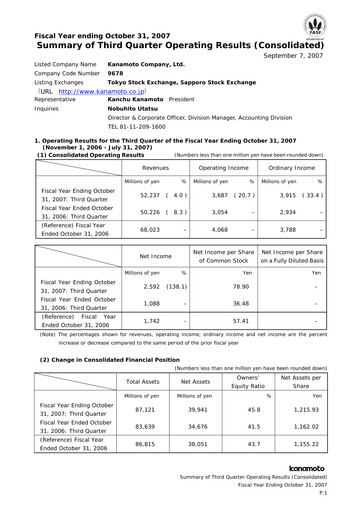 Vorschaubild Kanamoto Quartalsbericht 2007-q3